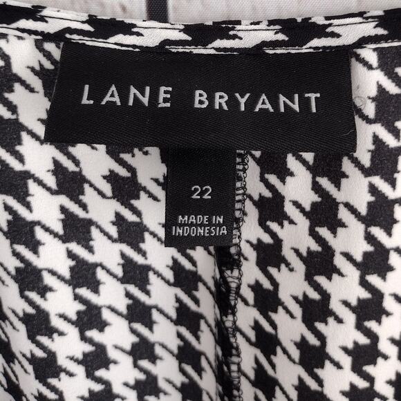 Lane Bryant Black & White Houndstooth VNeck Long Sleeve Peplum Blouse 22 3X Plus - Picture 9 of 13
